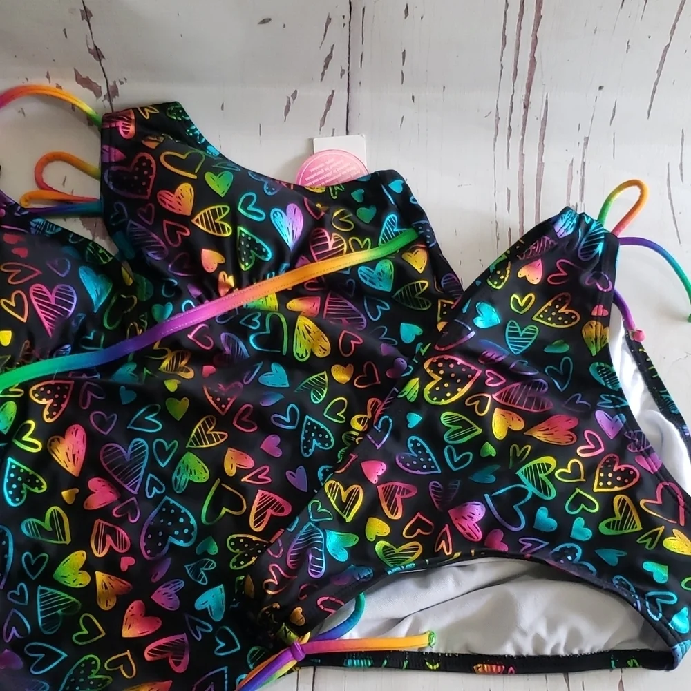 Justice new girls 2 pièces bikini set multicolor size 18